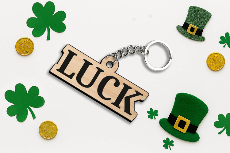 SVG Luck Text Digital Keychain Patrick Day Laser Lucky Charm