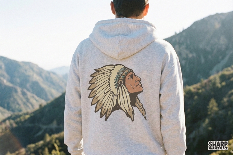 Vintage Native American Chief PNG, Tribal Headdress Digital