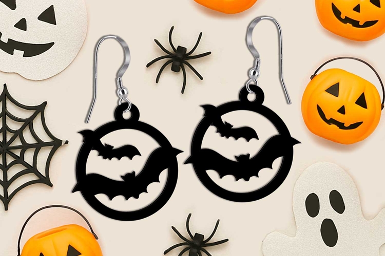 Halloween Vampire Bats Earrings SVG Laser Scary Gift Present