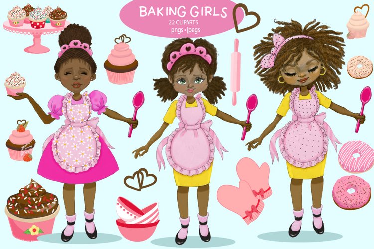 African American baking girls clipart example image 1