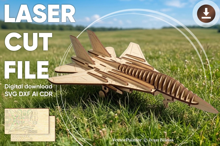 Military Airplane - laser cut file, Glowforge pattern