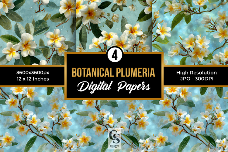 Botanical Plumeria Flowers Patterns