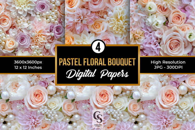Pastel Delicate Floral Bouquet Pattern