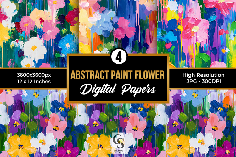 Abstract Colorful Painted Flowers Pattern