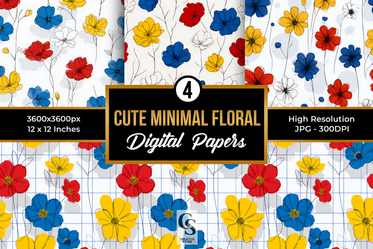 Cute Minimal Floral Seamless Pattern
