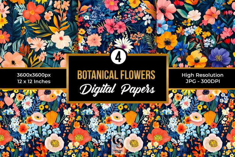 Colorful Botanical Flower Pattern