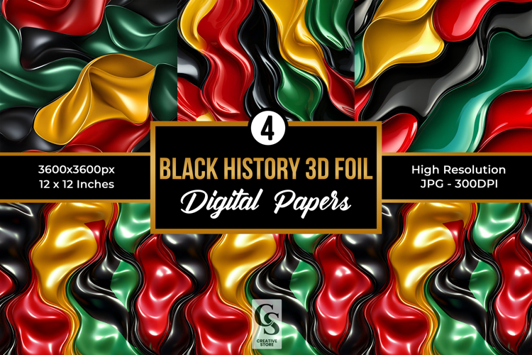 Black History Month 3D Foil Seamless Patterns