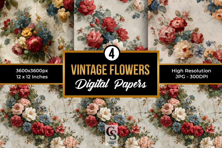 Vintage Floral Garden Seamless Patterns