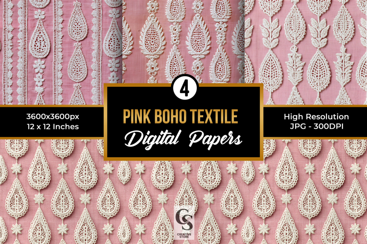 Pink Boho Macrame Textile Seamless Patterns