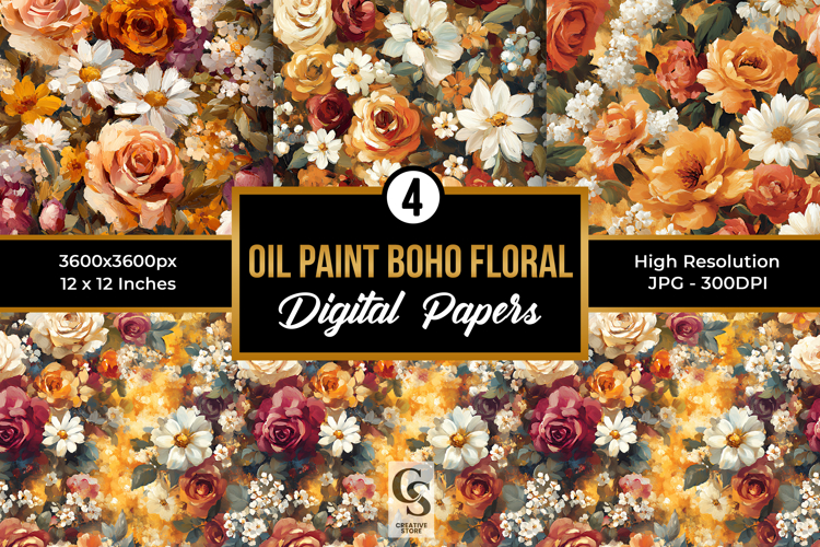 Oil Painted Boho Flowers Patterns