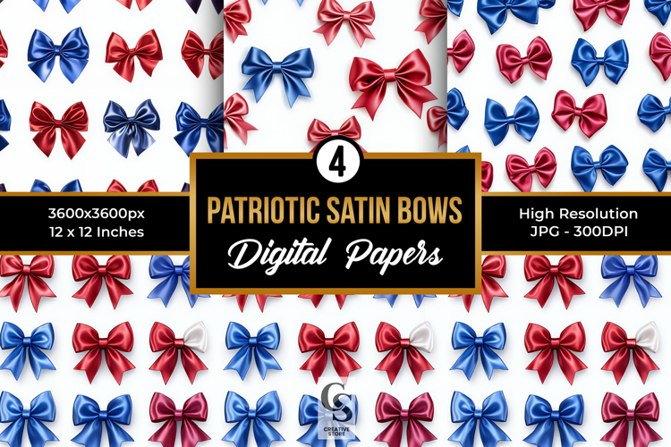 Patriotic Satin Bows Seamless Patterns
