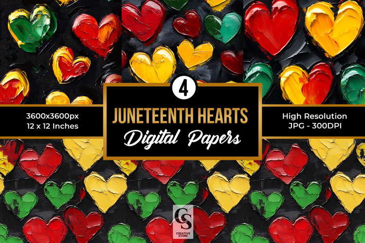 Black History Impasto Hearts Patterns