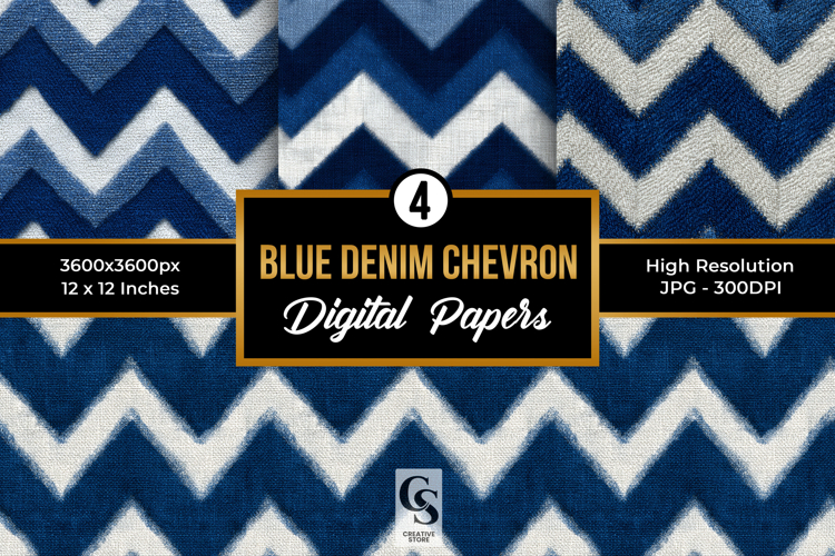 Blue Denim Texture Chevron Seamless Patterns