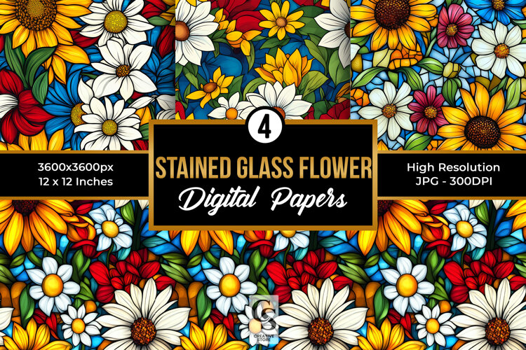 Stained Glass Floral Garden Pattern
