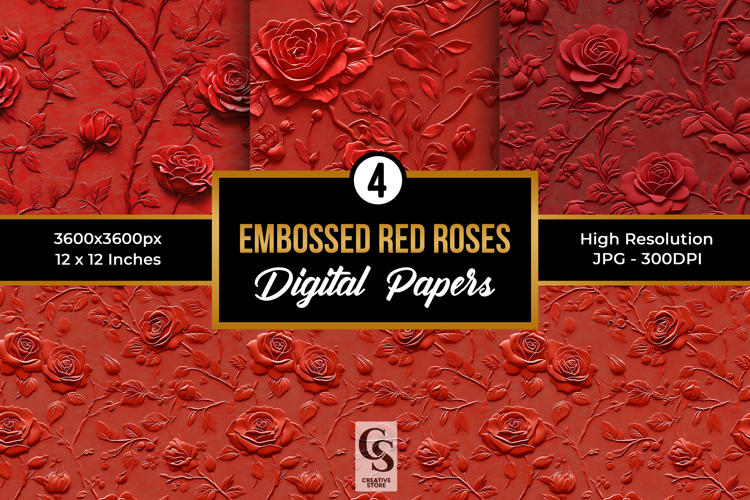 Red embossed roses Seamless Patterns