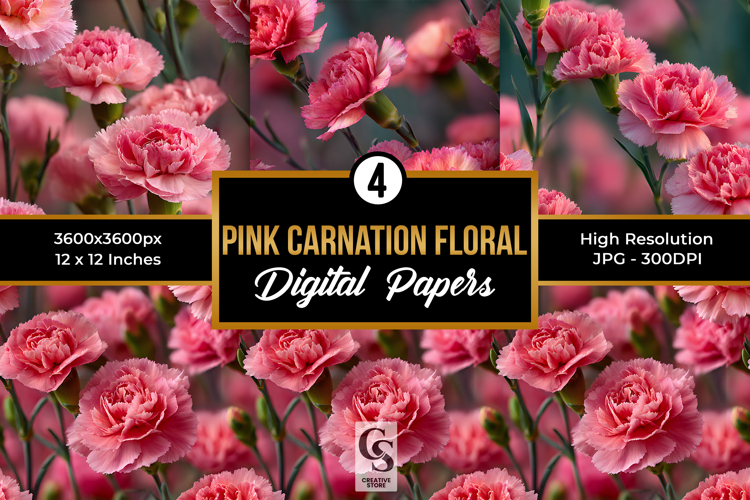 Pink Carnation Flowers Digital Papers