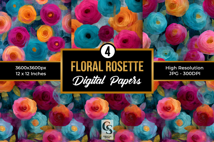 Painted Floral Rosette Seamless Pattern