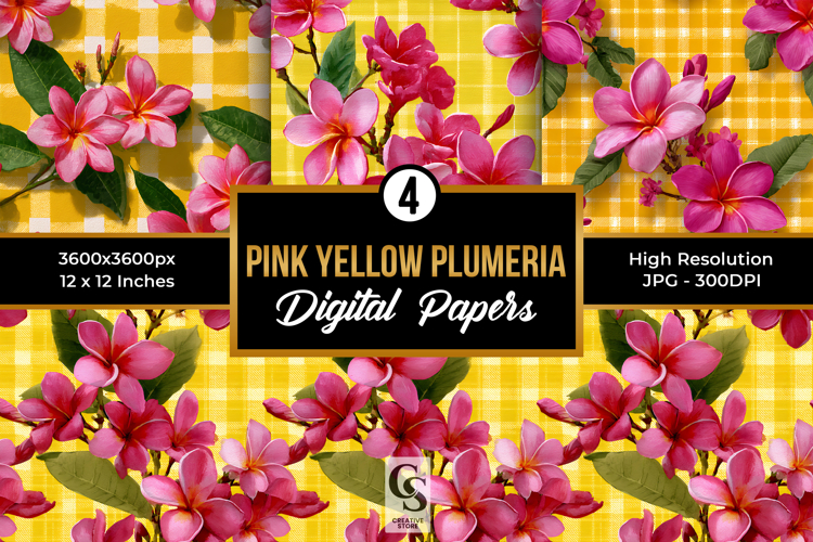 Pink Summer Plumeria Flowers Seamless Patterns