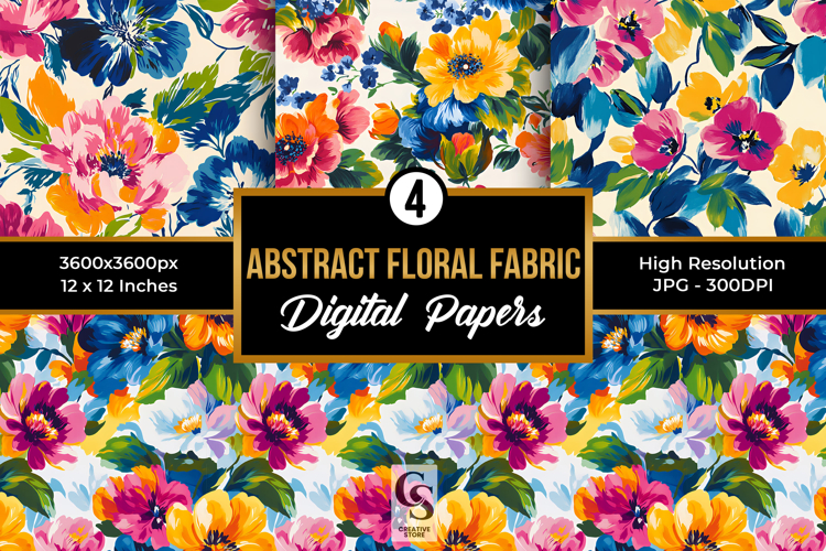 Abstract Colorful Painted Floral Seamless Pattern