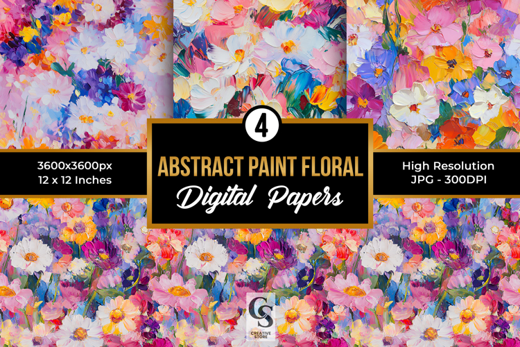 Abstract Painted Flowers Seamless Patterns