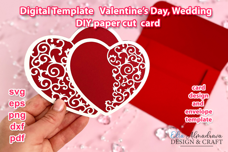 Valentine Day Card Svg| Love Heart Paper Cut| Wedding Svg