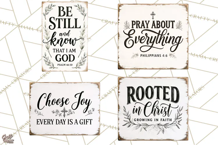Christian Farmhouse Signs PNG, Faith Typography Bible Verse