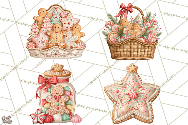 Gingerbread Christmas Accessories, Gingerbread Clipart PNG