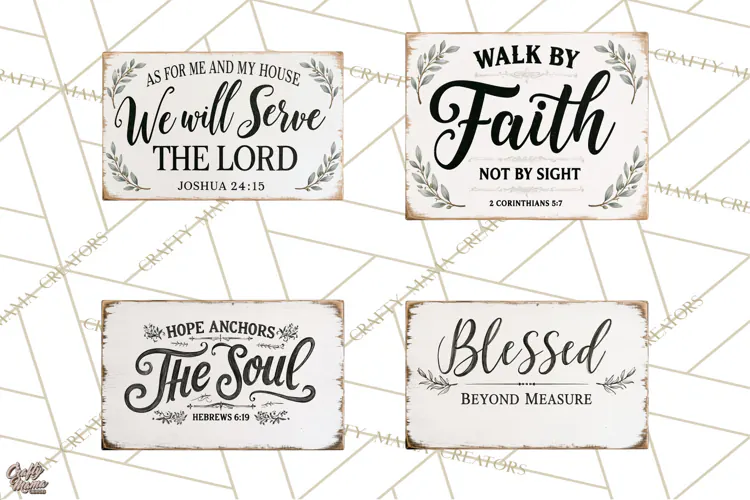 Christian Farmhouse Signs PNG, Faith Typography Bible Verse