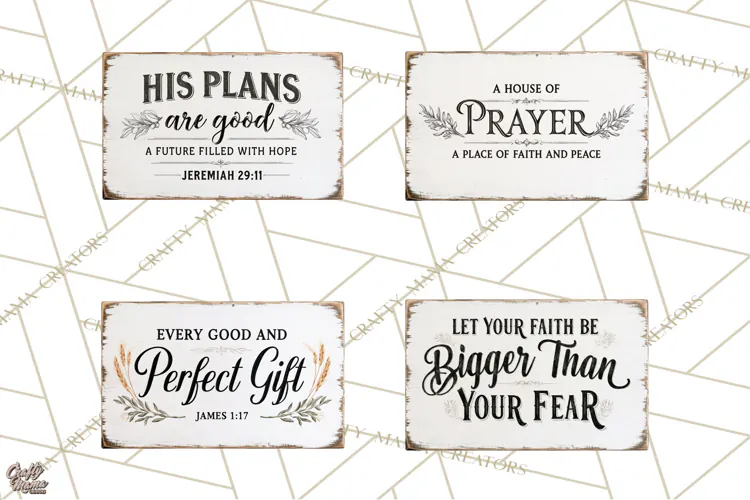 Christian Farmhouse Signs PNG, Faith Typography Bible Verse