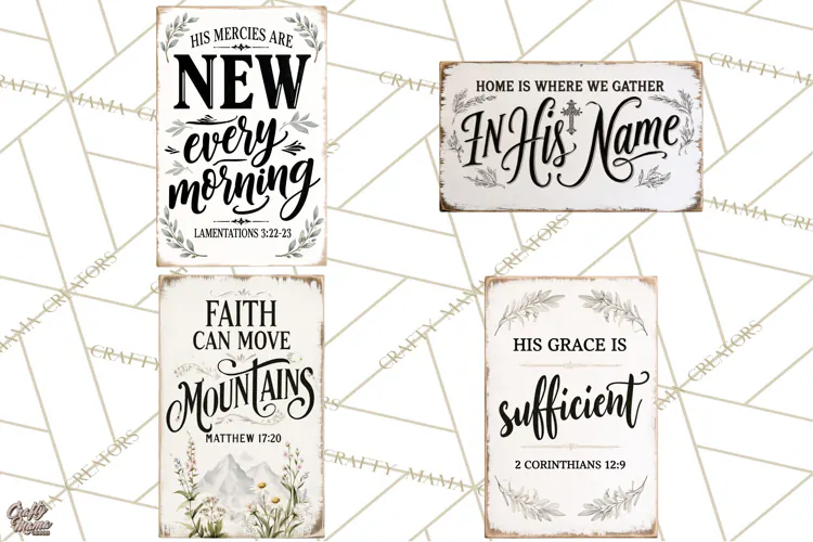 Christian Farmhouse Signs PNG, Faith Typography Bible Verse