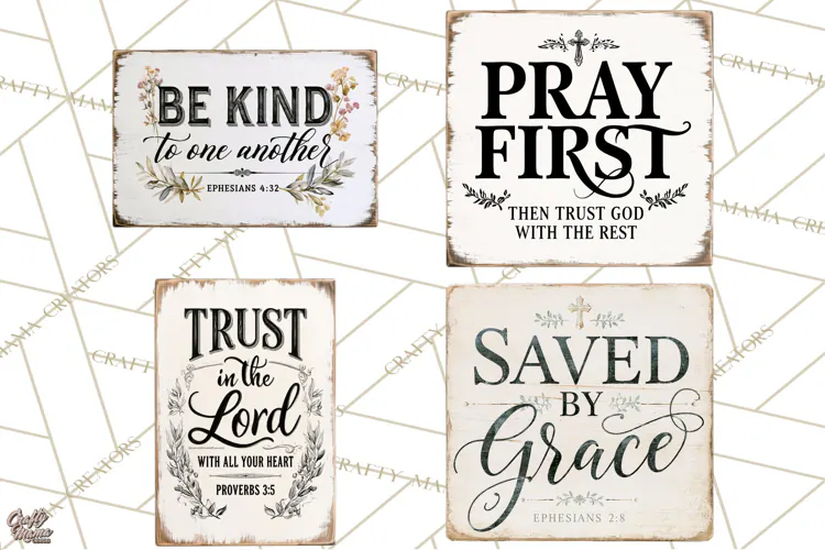 Christian Farmhouse Signs PNG, Faith Typography Bible Verse