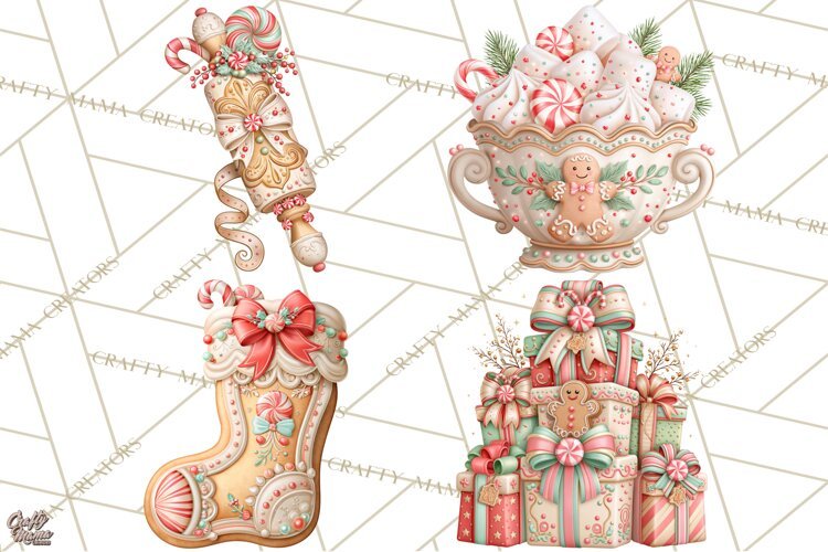 Gingerbread Christmas Accessories, Gingerbread Clipart PNG example image 1