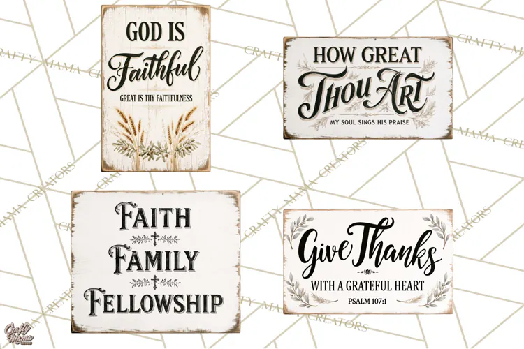 Christian Farmhouse Signs PNG, Faith Typography Bible Verse