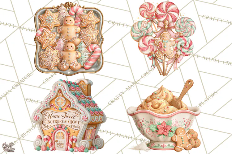 Gingerbread Christmas Accessories, Gingerbread Clipart PNG