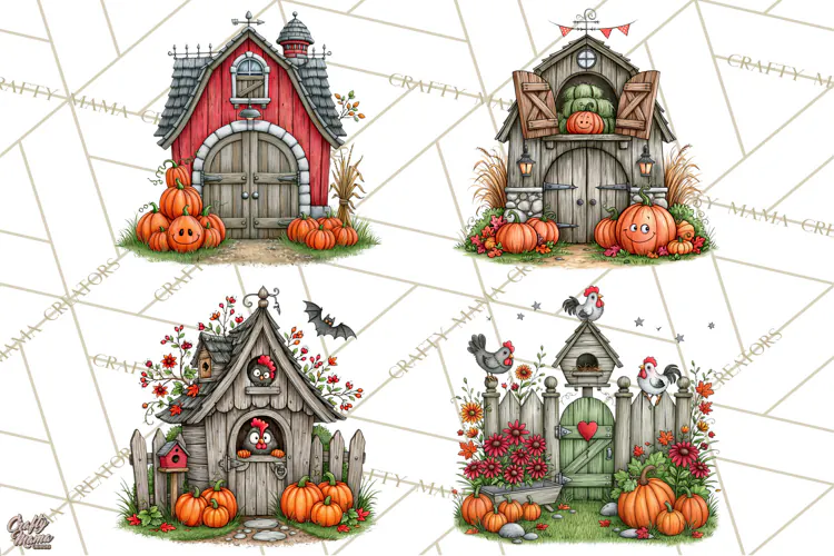 Halloween Farmhouse Signs & Decor Clipart, Halloween Png