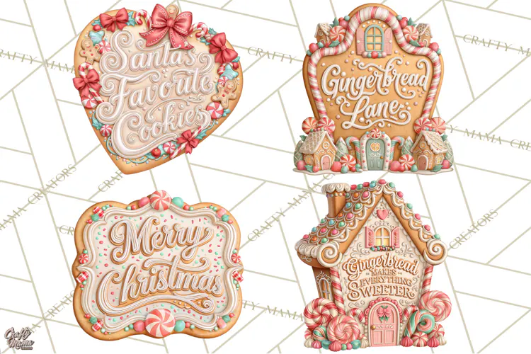 Gingerbread Christmas Signs, Gingerbread Clipart PNG