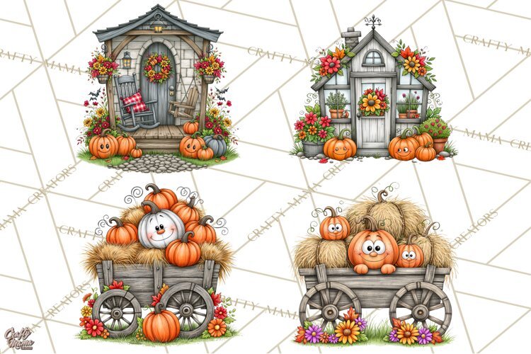 Halloween Farmhouse Signs & Decor Clipart, Halloween Png example image 1