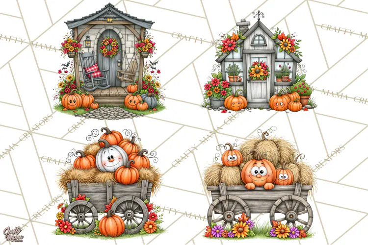 Halloween Farmhouse Signs & Decor Clipart, Halloween Png