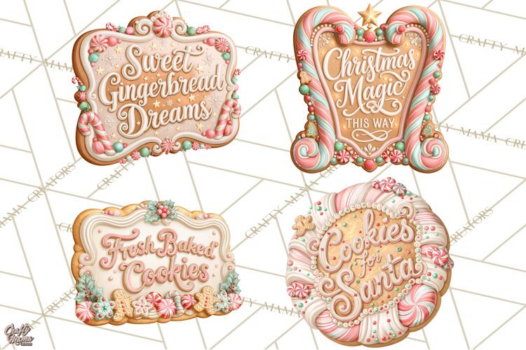 Gingerbread Christmas Signs, Gingerbread Clipart PNG example image 1
