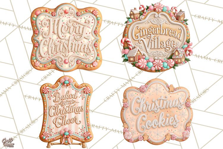 Gingerbread Christmas Signs, Gingerbread Clipart PNG example image 1