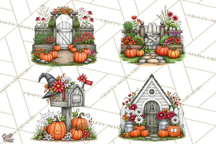 Halloween Farmhouse Signs & Decor Clipart, Halloween Png