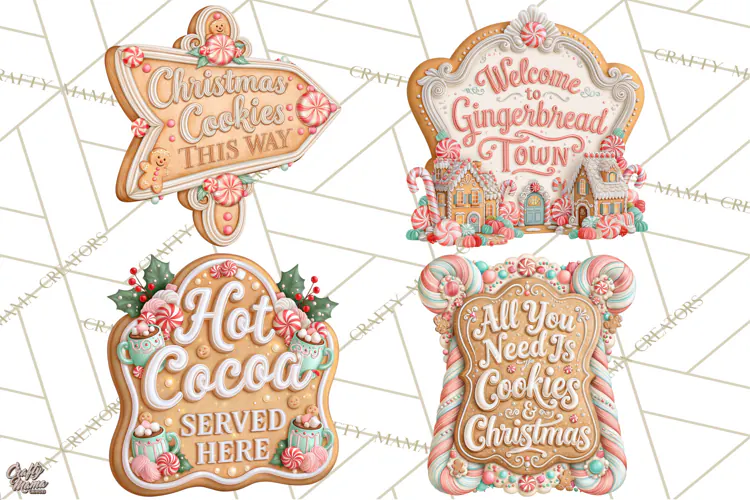 Gingerbread Christmas Signs, Gingerbread Clipart PNG