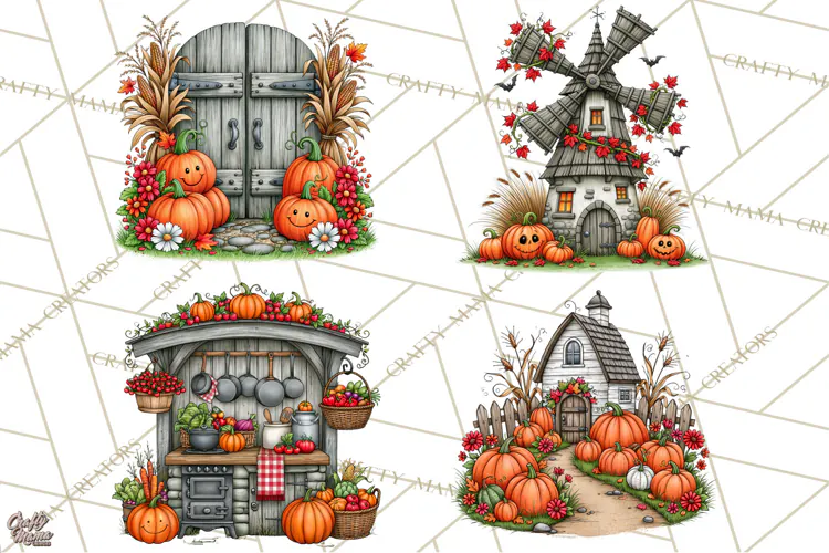 Halloween Farmhouse Signs & Decor Clipart, Halloween Png