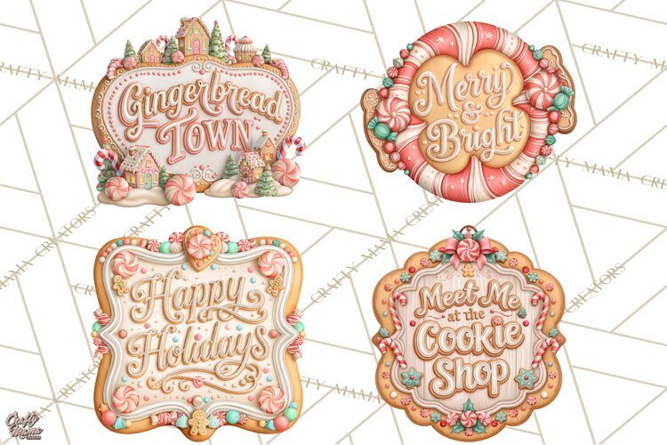 Gingerbread Christmas Signs, Gingerbread Clipart PNG example image 1