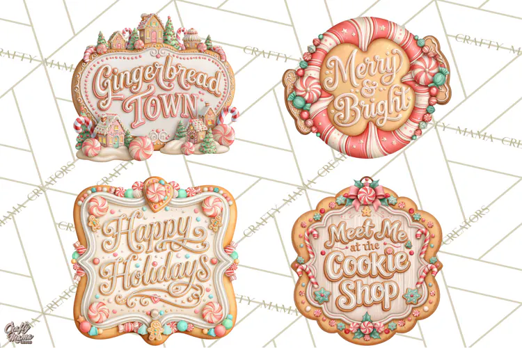 Gingerbread Christmas Signs, Gingerbread Clipart PNG