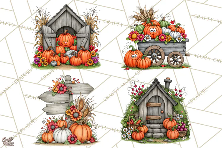 Halloween Farmhouse Signs & Decor Clipart, Halloween Png