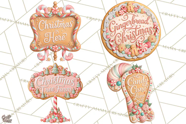 Gingerbread Christmas Signs, Gingerbread Clipart PNG