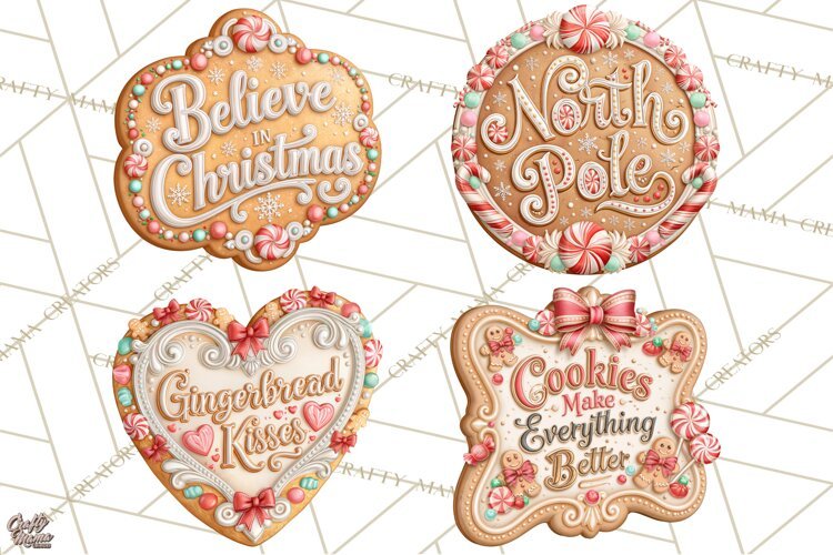 Gingerbread Christmas Signs, Gingerbread Clipart PNG example image 1