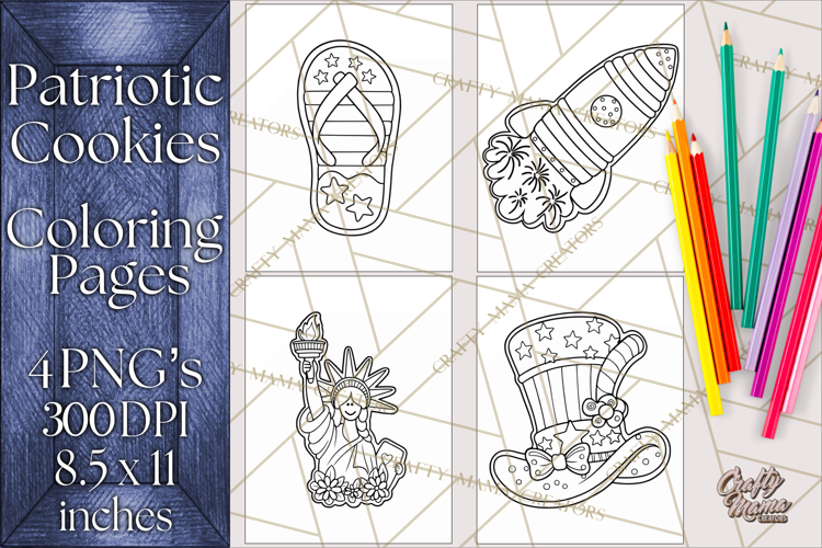 Patriotic Cookie Coloring Pages USA Dessert Theme