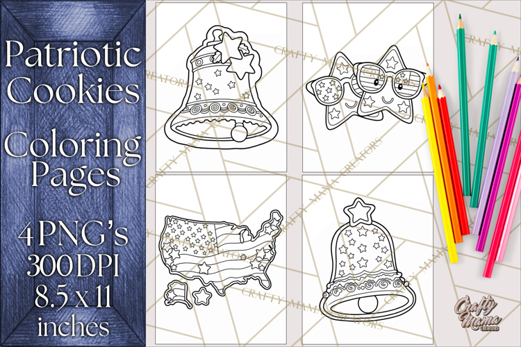 Patriotic Cookie Coloring Pages USA Dessert Theme